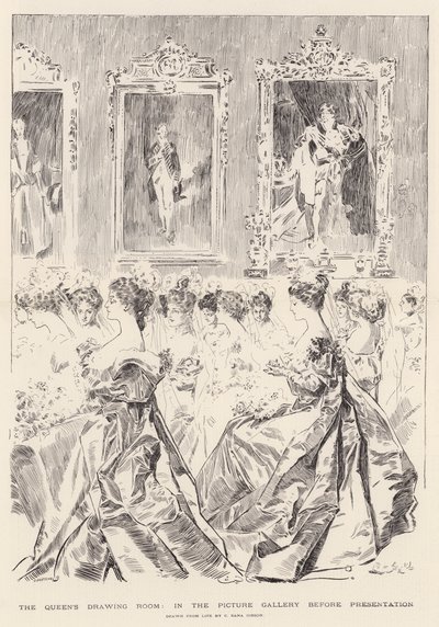 Le salon de dessin de la reine, dans la galerie des tableaux avant la présentation - Charles Dana Gibson